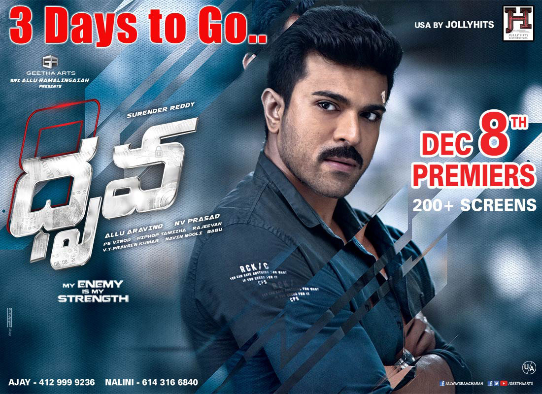 Dhruva 3 days to go.. - December 8th USA premieres